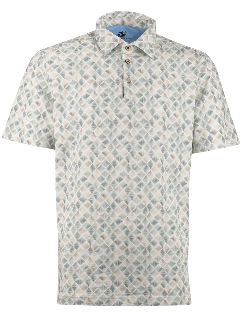 Poloshirt Eden Valley groen geprint ruit normale fit