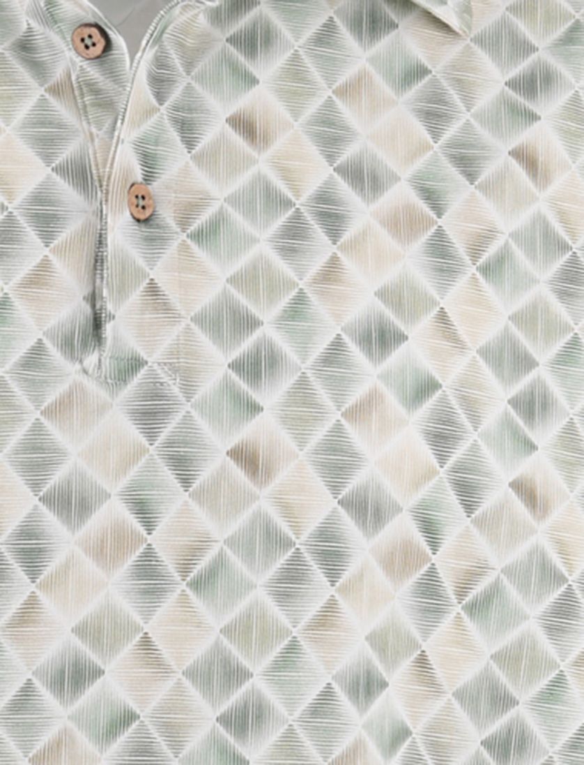 Poloshirt Eden Valley groen geprint ruit normale fit