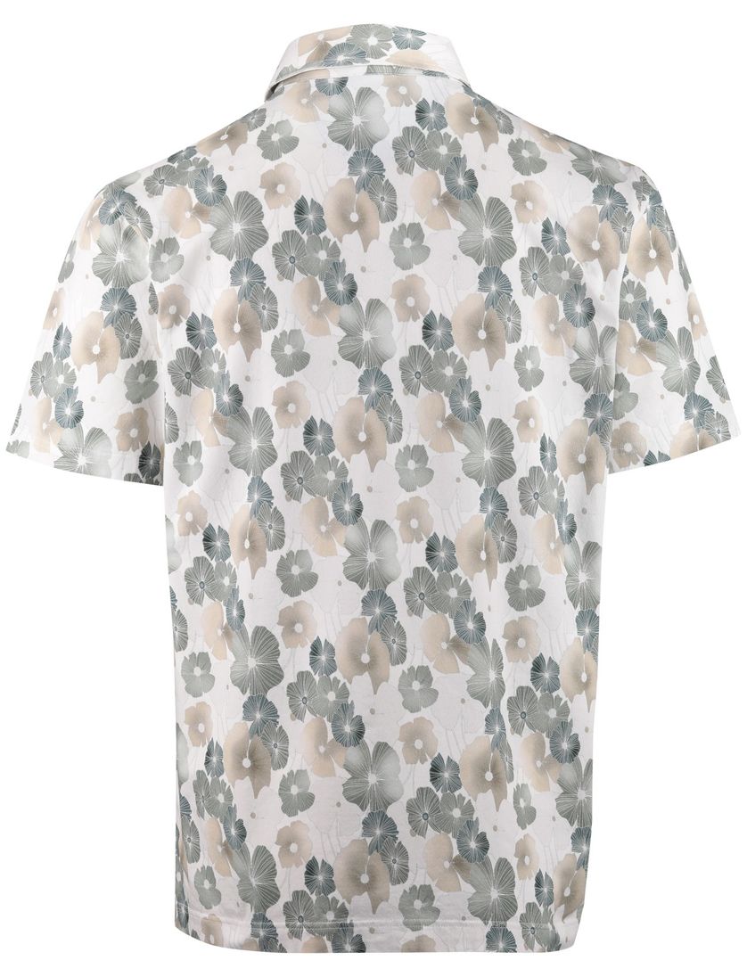 Poloshirt Eden Valley wit groen bloemen printje normale fit