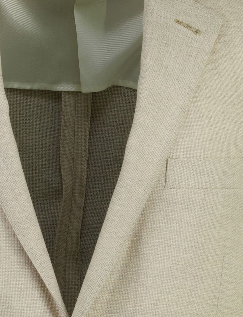 Scheerwol colbert beige normale fit met voering