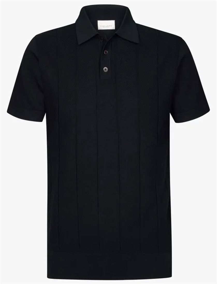 Korte mouw polo Profuomo gestreept donkerblauw met boord