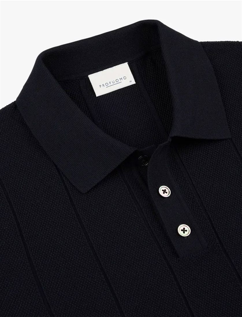 Korte mouw polo Profuomo gestreept donkerblauw met boord