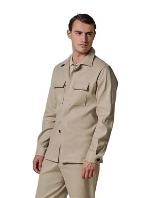 Profuomo Overshirt Profuomo beige dubbele borstzak
