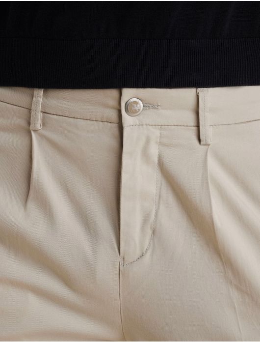 Beige chino Vanguard stretch zonder omslag