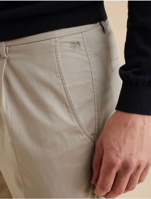 Beige chino Vanguard stretch zonder omslag