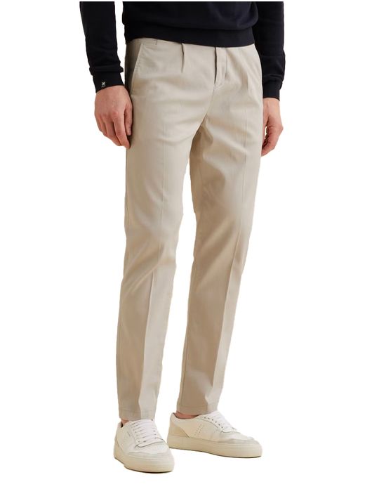 Beige chino Vanguard stretch zonder omslag