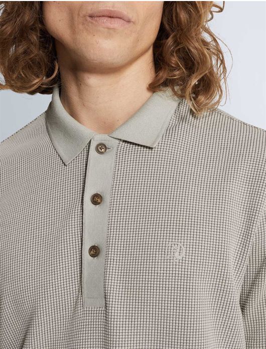 Geruite korte mouw polo grijs Cast Iron