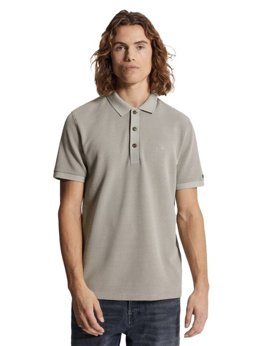 Geruite korte mouw polo grijs Cast Iron