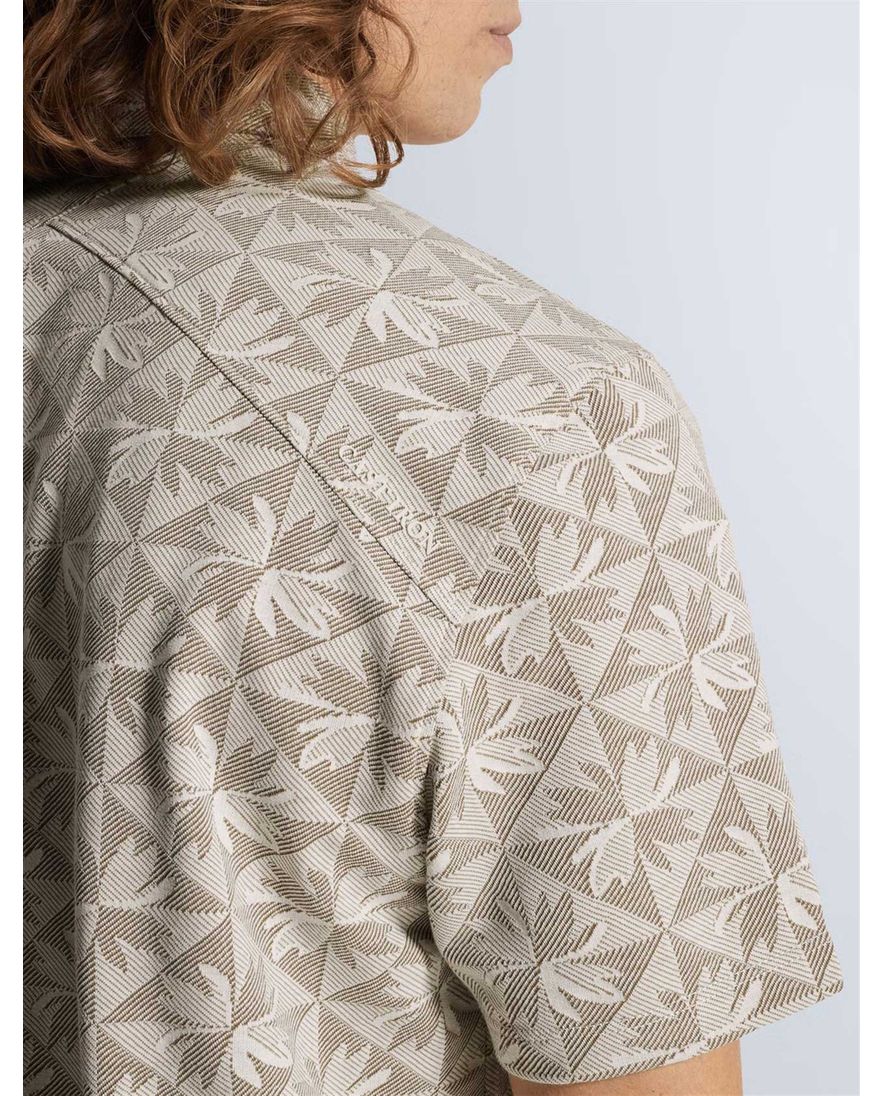 Geprinte polo Cast Iron regular fit beige