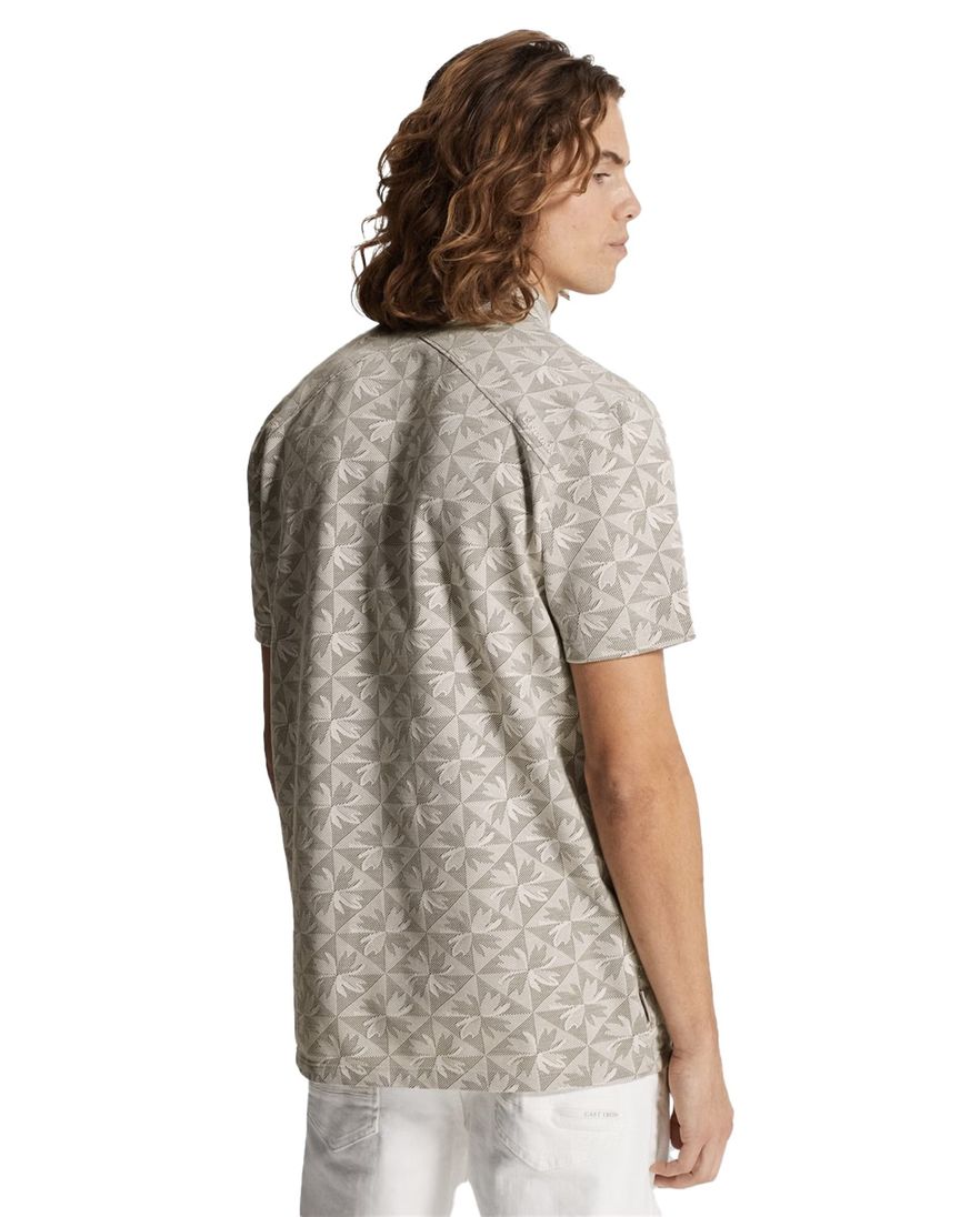 Geprinte polo Cast Iron regular fit beige