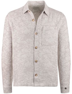 Cast Iron Overshirt Cast Iron beige print knopen borstzak normale fit