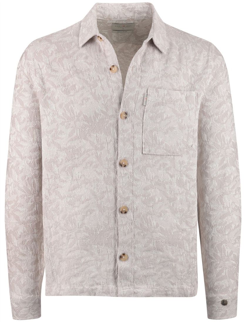 Overshirt Cast Iron beige print knopen borstzak normale fit