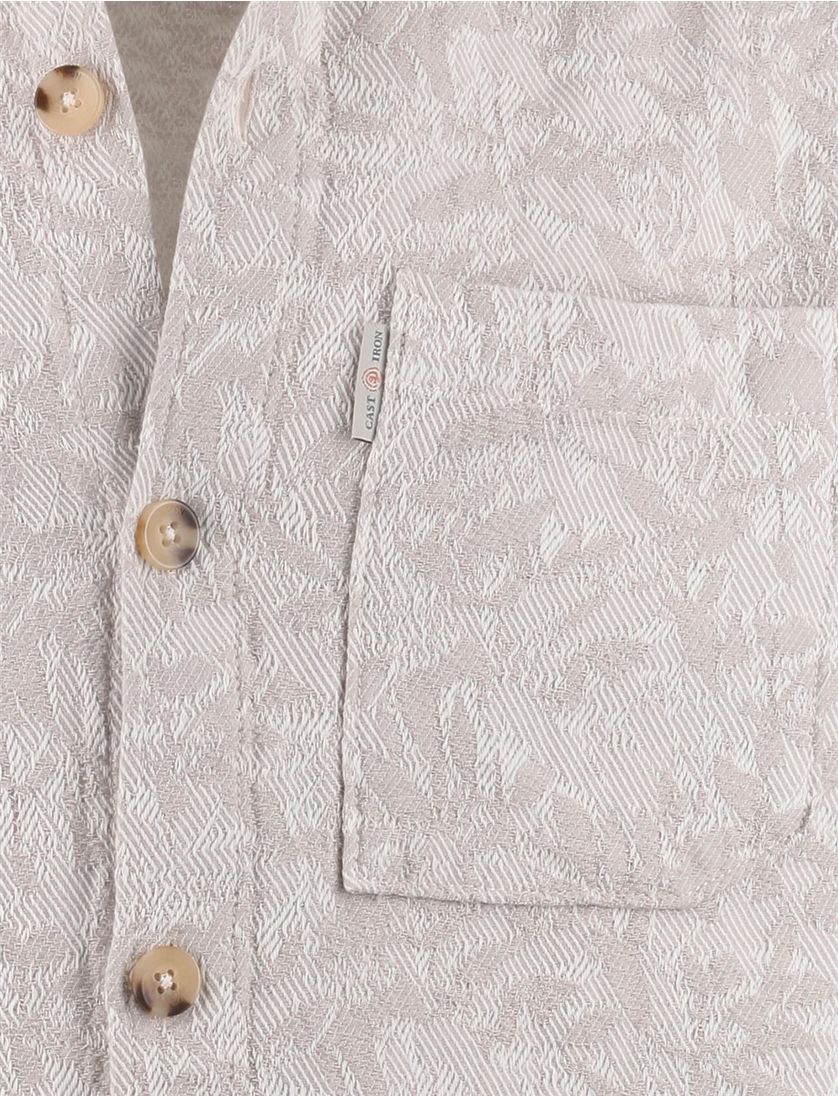 Overshirt Cast Iron beige print knopen borstzak normale fit