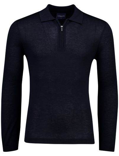 Cavallaro Poloshirt Cavallaro Lio navy lange mouw rits