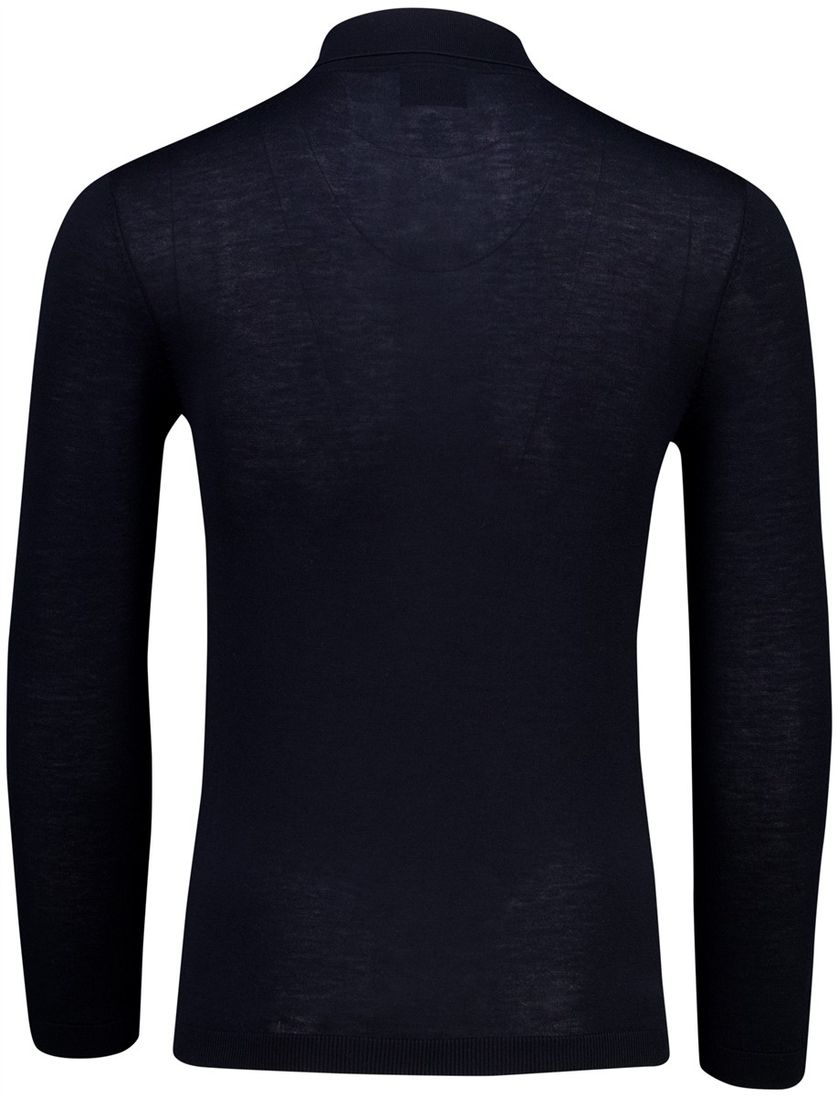 Poloshirt Cavallaro Lio navy lange mouw rits