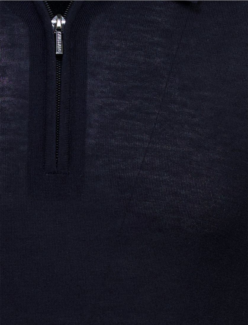 Poloshirt Cavallaro Lio navy lange mouw rits