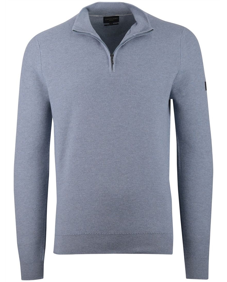 Trui blauw Cavallaro half zipje rits