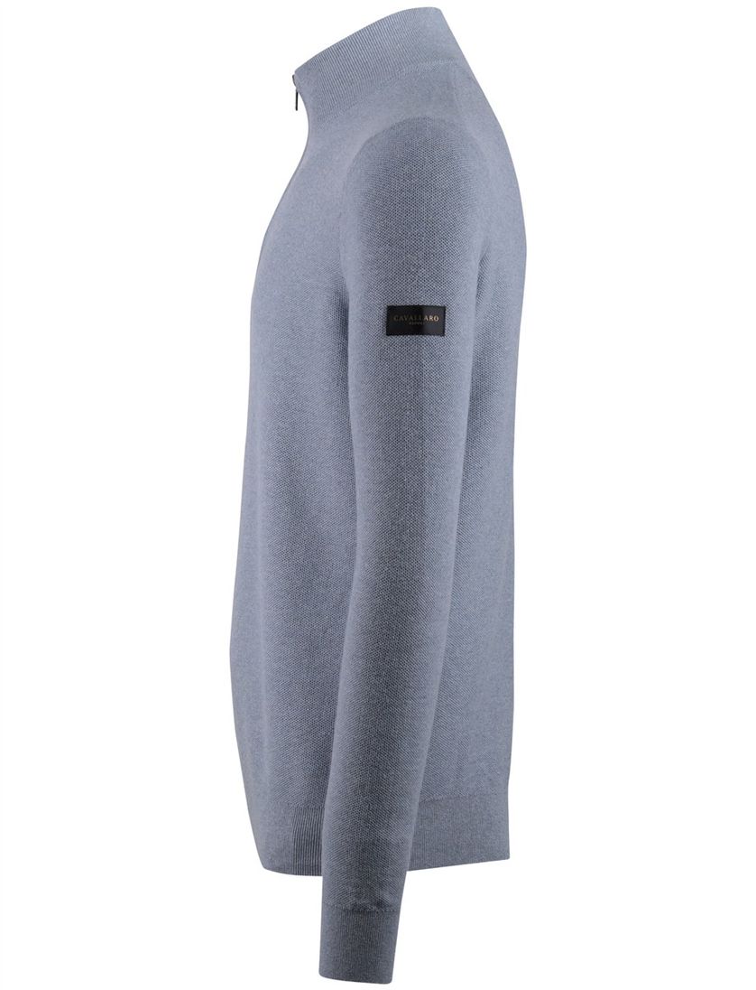 Trui Cavallaro blauw half zip rits normale fit