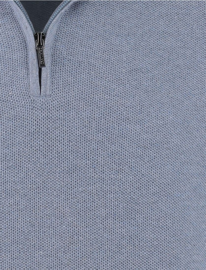 Trui Cavallaro blauw half zip rits normale fit