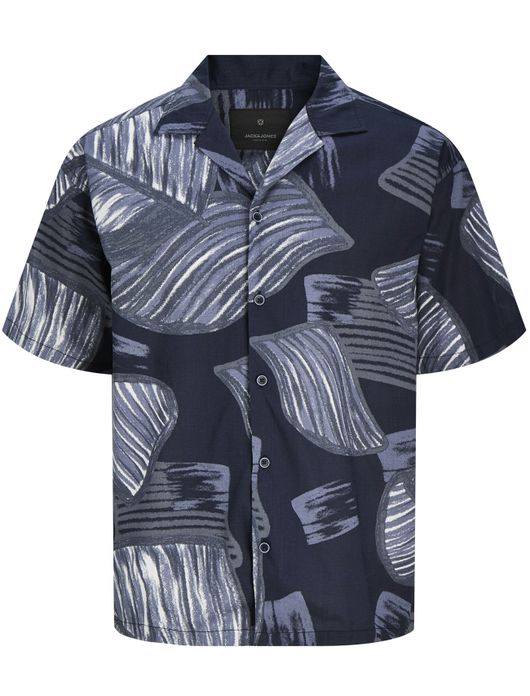 Overhemd Jack & Jones Plus Size reverskraag donkerblauwe geprint