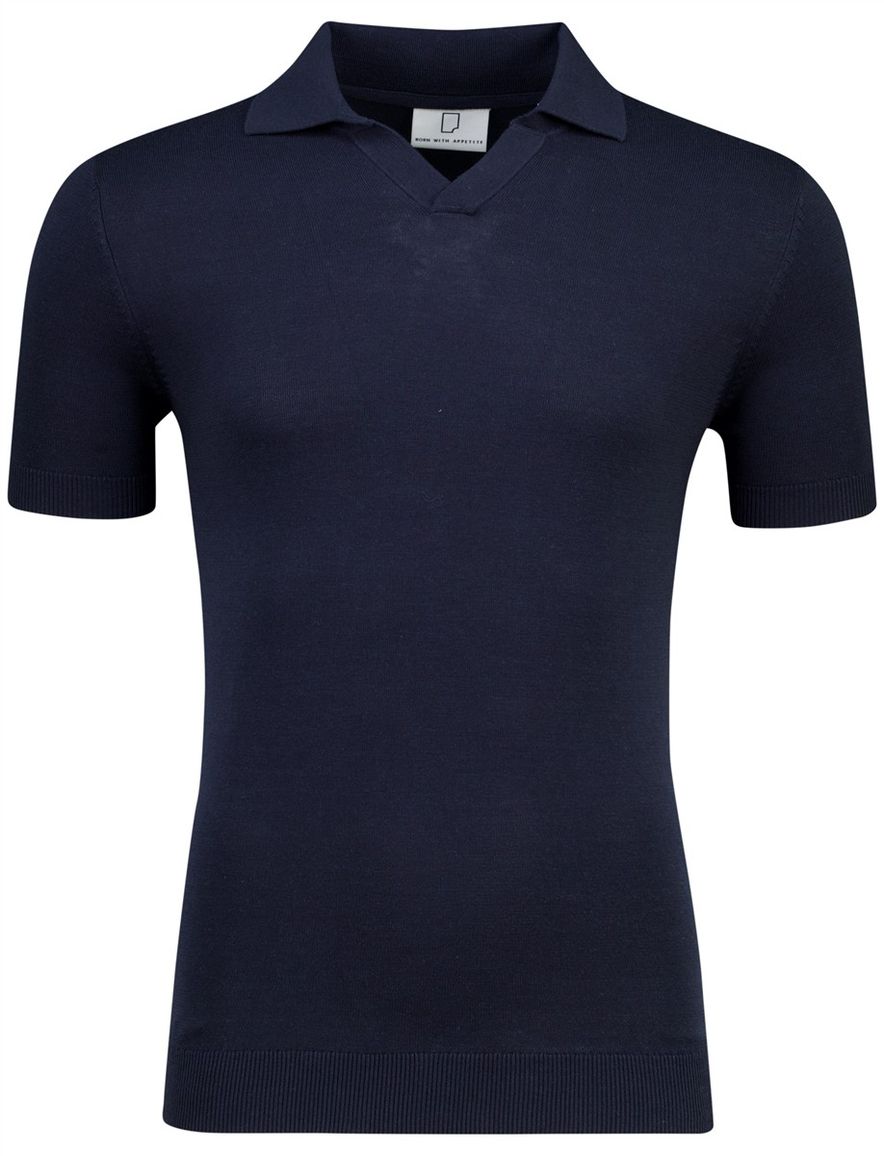Born with Appetite shiwn knitted poloshirt navy