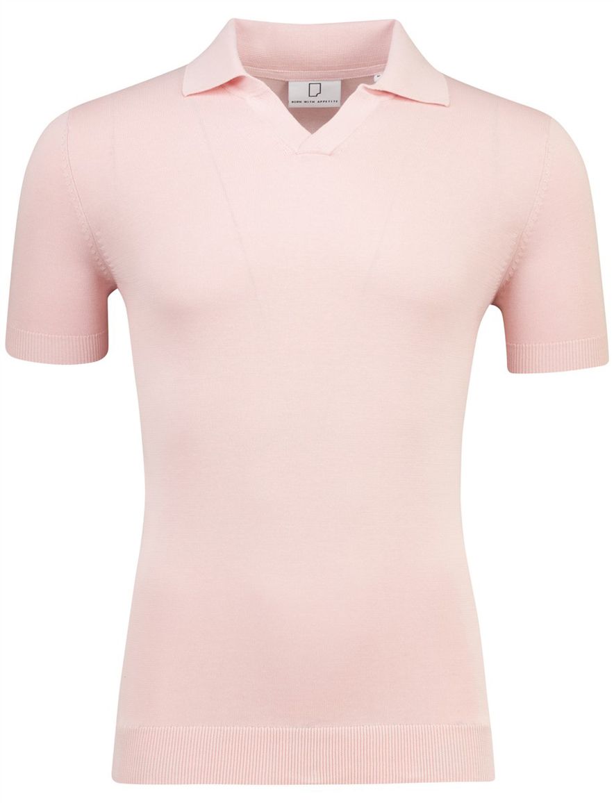 Born with Appetite shiwn knitted poloshirt roze