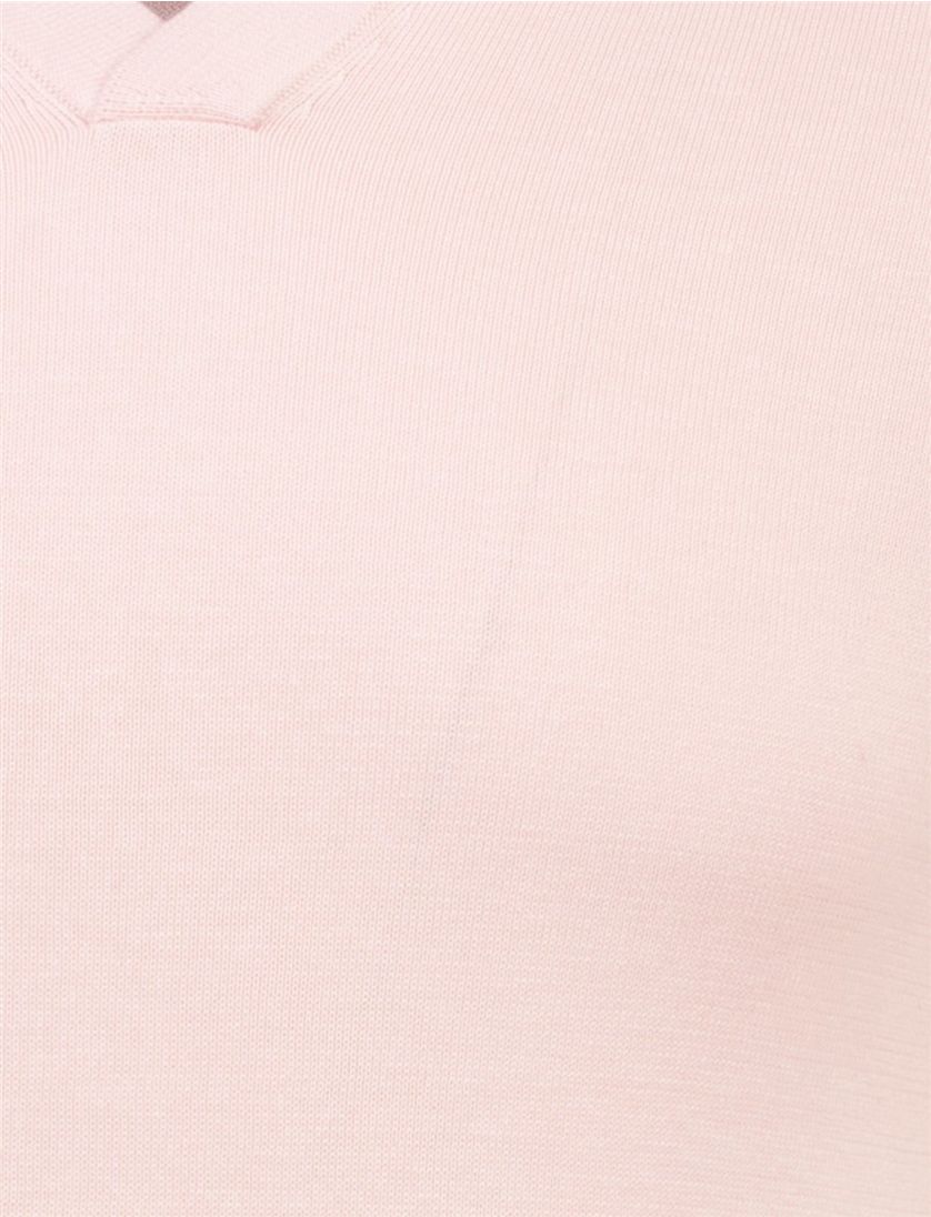 Polo Born with Appetite roze korte mouw met boord v-hals