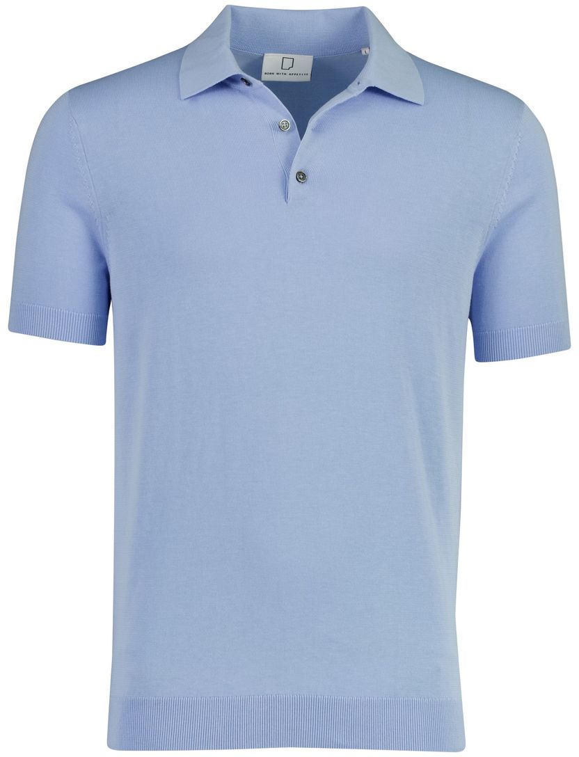 Lichtblauw polo Born with Appetite Gilmar boord gebreid 3 knoop