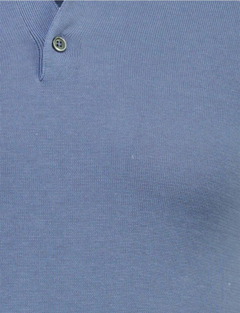 Polo Born with Appetite blauw 3 knoopjes korte mouw boord