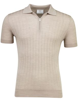 Born With Appetite Beige polo Born with Appetite met boord ritssluiting
