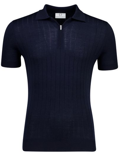Born With Appetite Polo Born with Appetite navy knitted korte mouw boord rits