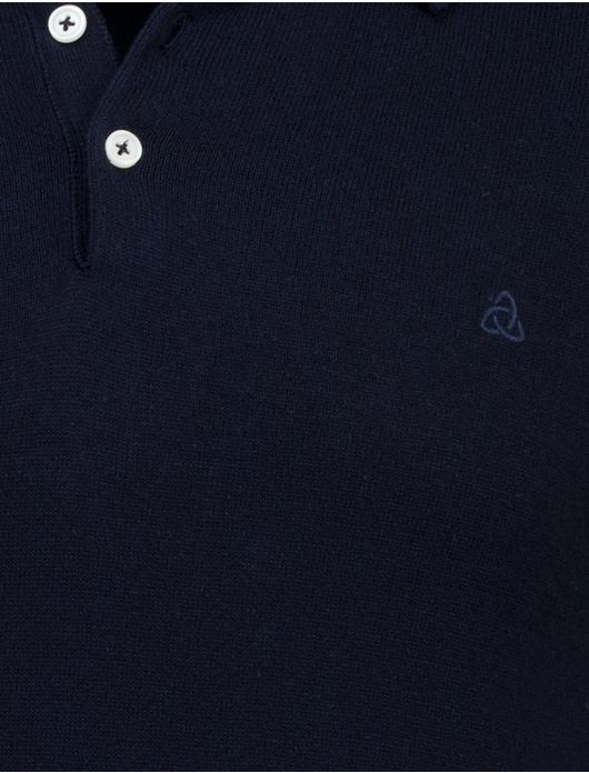 Scotland Blue poloshirt navy normale fit lange mouw