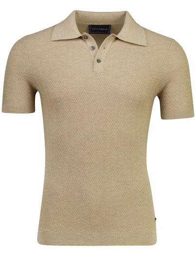 Scotland Blue Scotland Blue Pebble Keane knitted polo beige