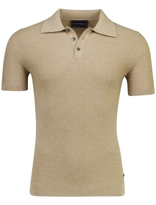 Scotland Blue Pebble Keane knitted polo beige