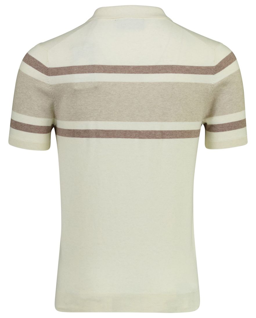 Scotland Blue Avan knitted polo beige gestreept