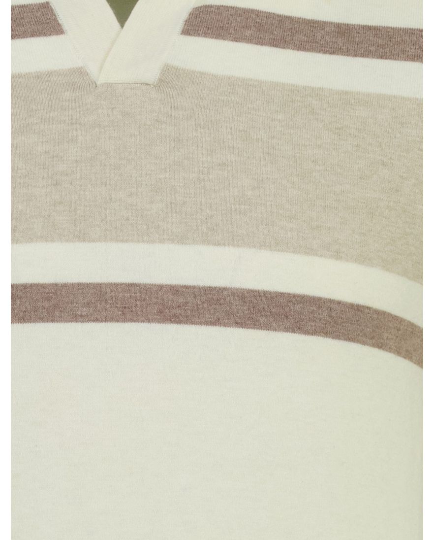 Scotland Blue Avan knitted polo beige gestreept