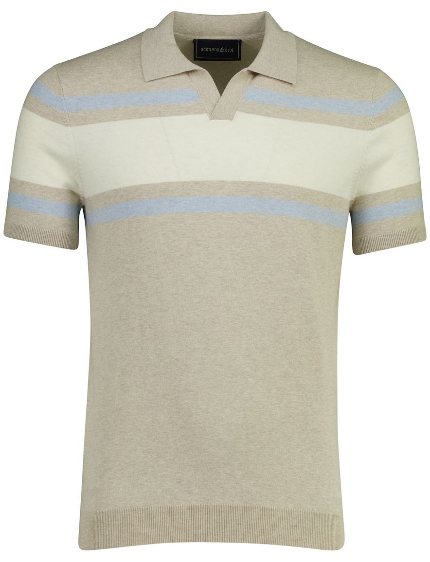 Scotland Blue Avan Knitted poloshirt beige blauw