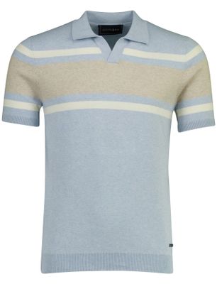 Supply & Co Lichtblauwe polo Scotland Blue Avan knitted v-hals