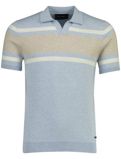 Scotland Blue Lichtblauwe polo Scotland Blue Avan knitted v-hals