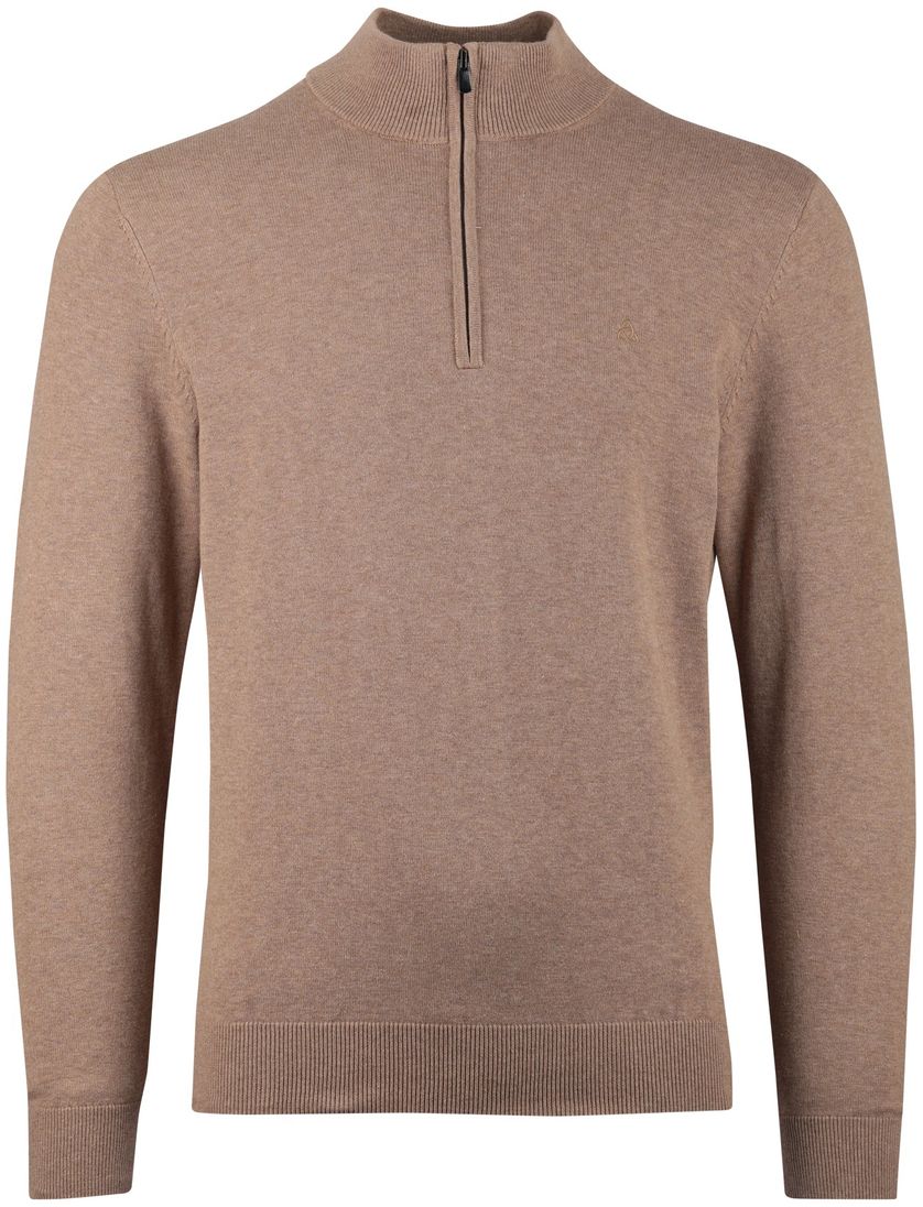trui Scotland Blue beige half zip normale fit 100% katoen