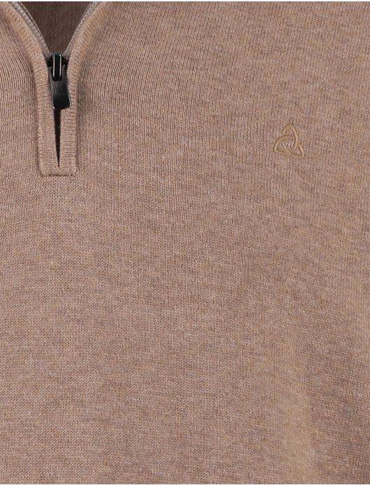 Scotland Blue beige trui half zip normale fit