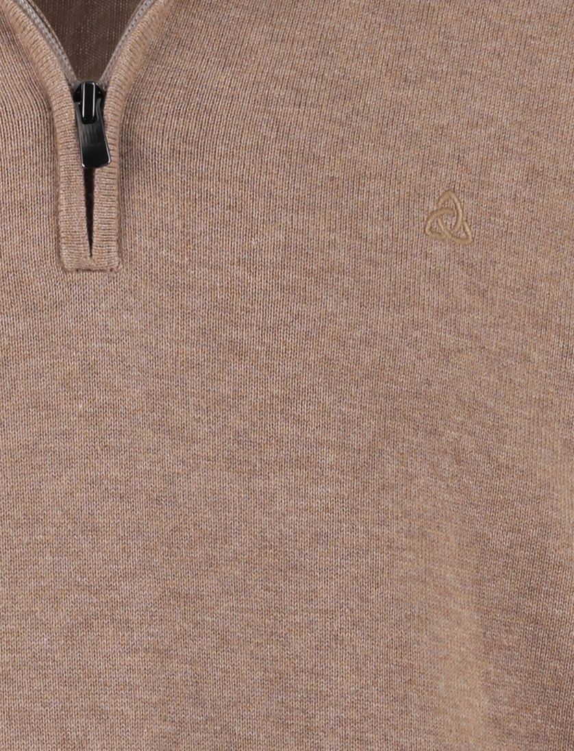 trui Scotland Blue beige half zip normale fit 100% katoen