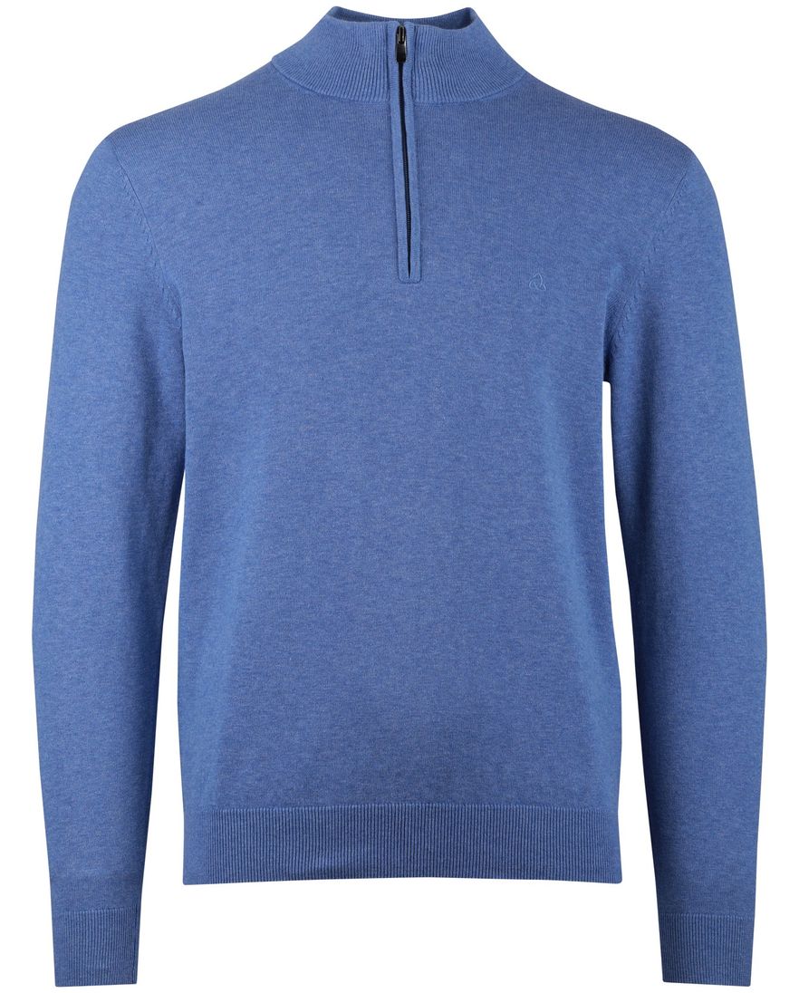 Scotland Blue blauwe trui half zip rits