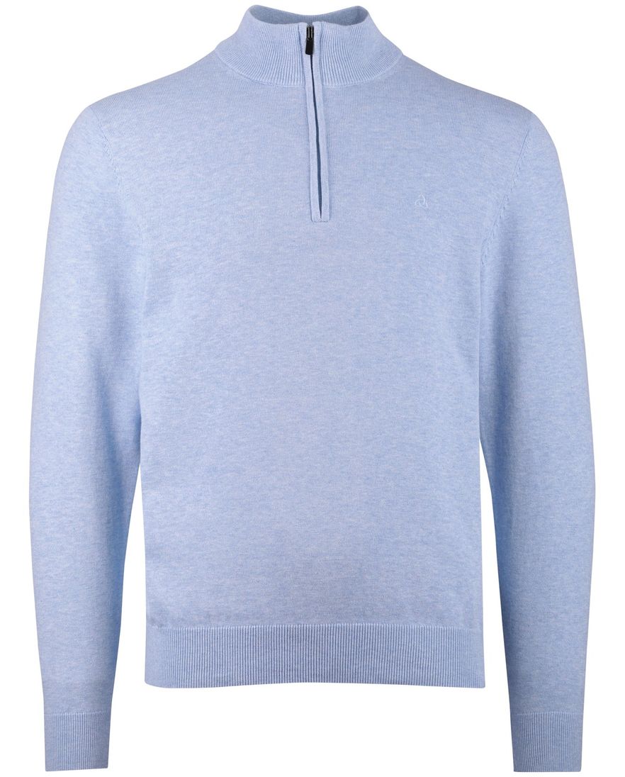 lichtblauwe trui Scotland Blue half zip normale fit