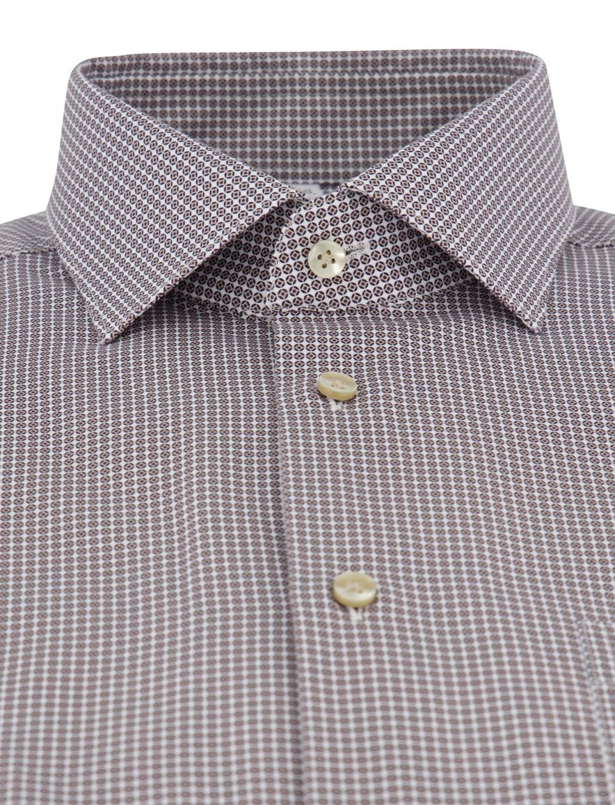 Bruin overhemd geprint Seidensticker Regular Fit