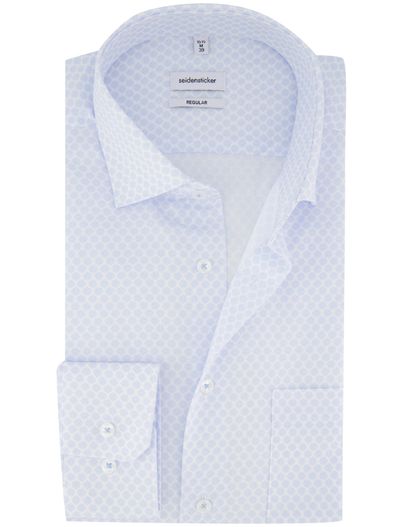 Seidensticker Lichtblauw overhemd Seidensticker normale fit printje