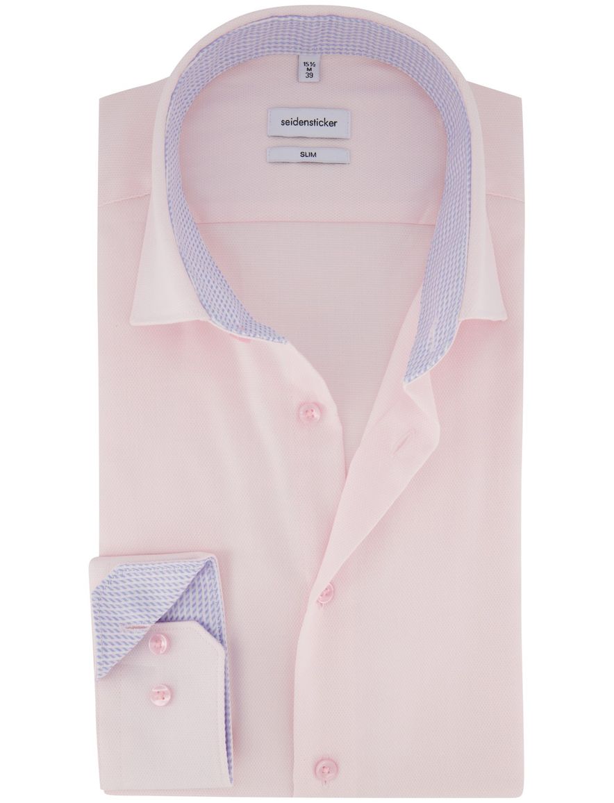 Roze overhemd Seidensticker Slim Fit strijkvrij effen