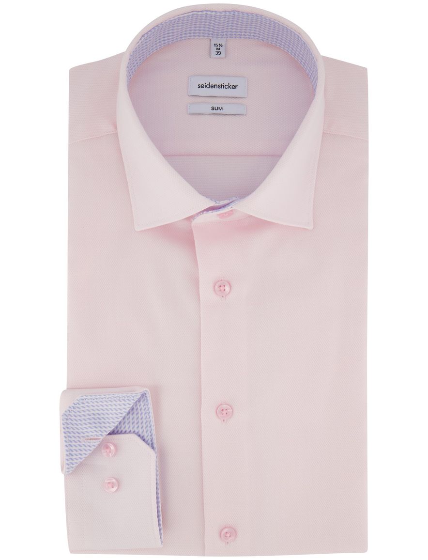 Roze overhemd Seidensticker Slim Fit strijkvrij effen