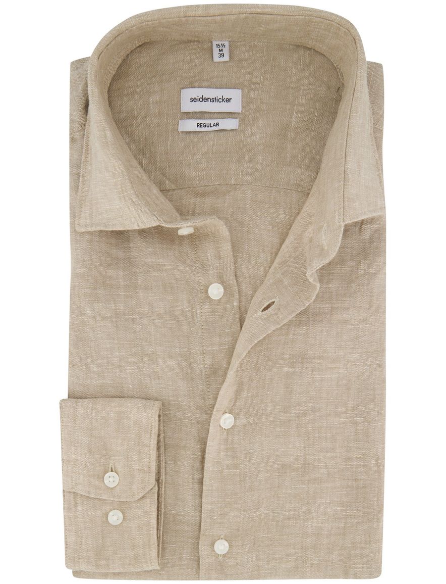 Beige overhemd Seidensticker Slim Fit linnen