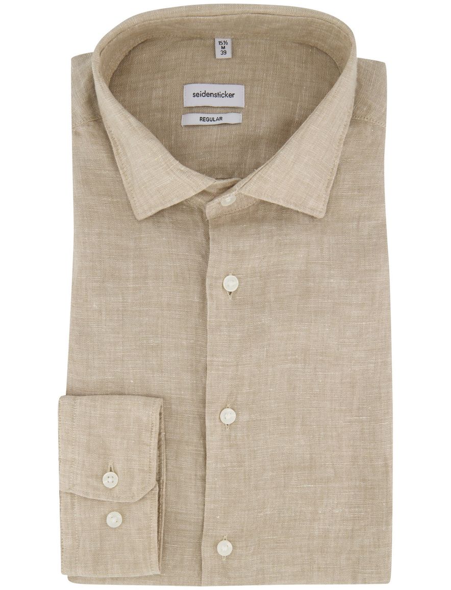 Beige overhemd Seidensticker Slim Fit linnen